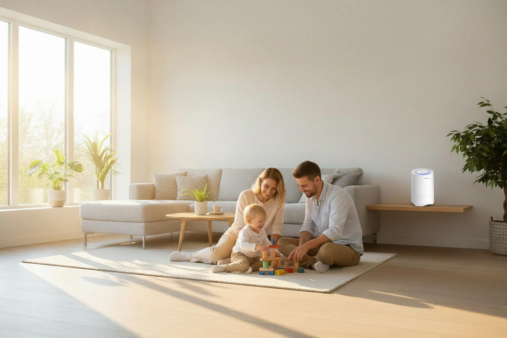 Danzella air purifier in a family living room